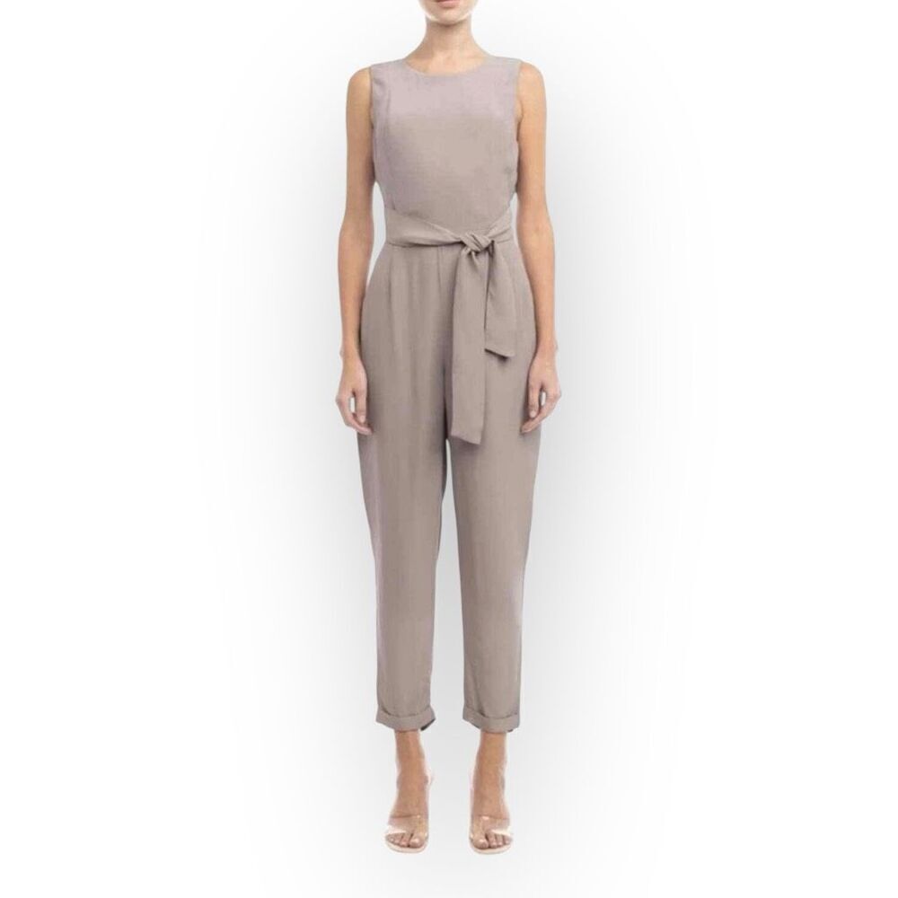 NWT Lost April Sleeveless Jumpsuit with back straps - Driftwood Taupe Brown M